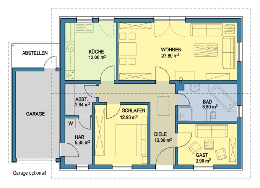 Bungalow Optimal | Grundriß - Erdgeschoß